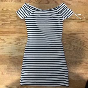 Off the shoulder striped shirt